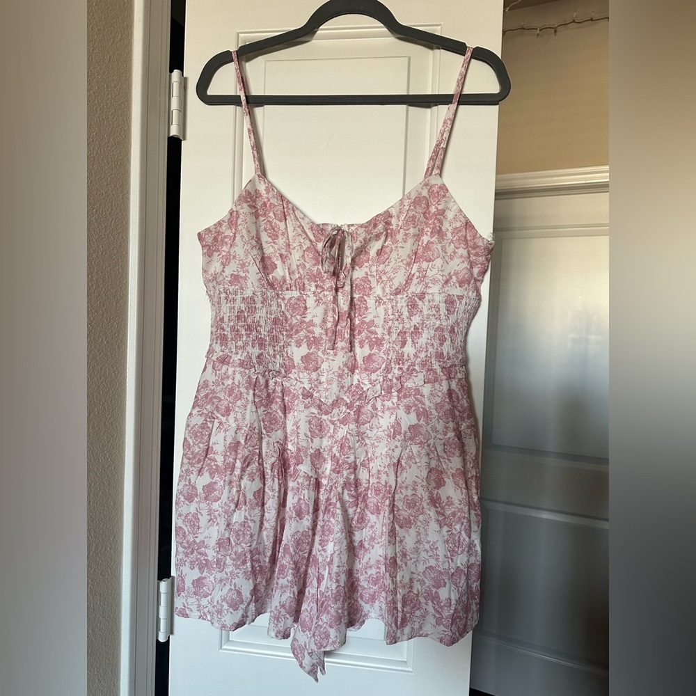 Trixxi Pink and Cream Floral Romper